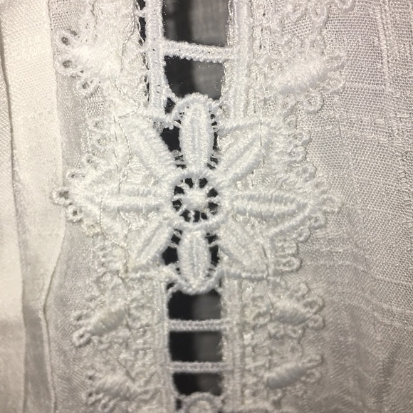 White Lace Insert VNeck Dress - Picture 4 of 5